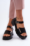 Women's Leather High Heel Sandals Vinceza 66627 Black