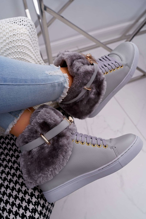 Lu Boo Gray Boots with Fur Gisele