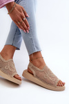 Women's Flat Sandals Adorned with Black Flowers Abidina