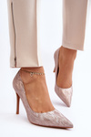 Glittery Embellished Pumps Champagne Klonisa