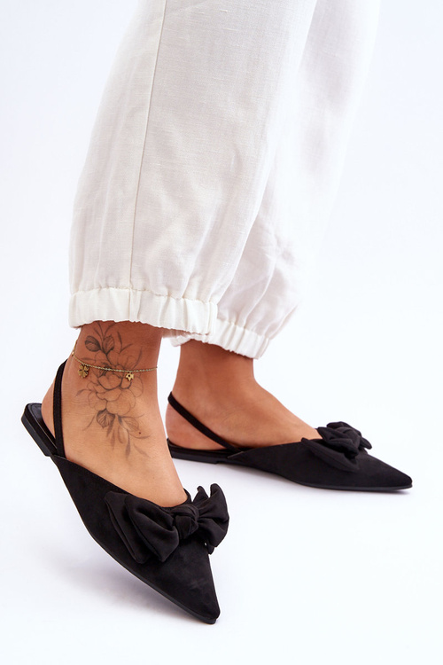 Women's Slip-On Ballerinas With Bow Black Nadine