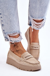 Suede Platform Loafers Light Beige Milana