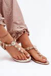 Women's sandals on flat heels with crystals gold Fiolalia