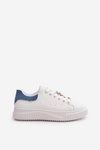 Low Sneakers Made Of Eco Leather With Pins White-Blue Cillione