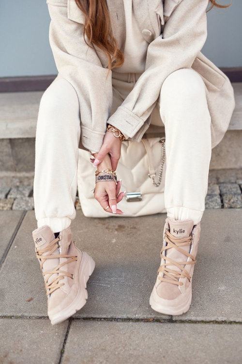 Damskie Sneakersy Śniegowce Beżowe Missy