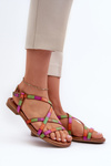 Flat Women's Leather Sandals Maciejka 06635-39 Multicolor