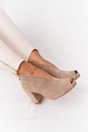 Suede Boots On A Post With A Cut-out Exquisite 1243 Beige