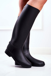Women's Black Rubber Galoshes Boots Under The Knee Drizzle
