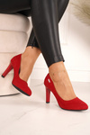 Classic Women's Pumps On A Block Heel Suede Red Eliana