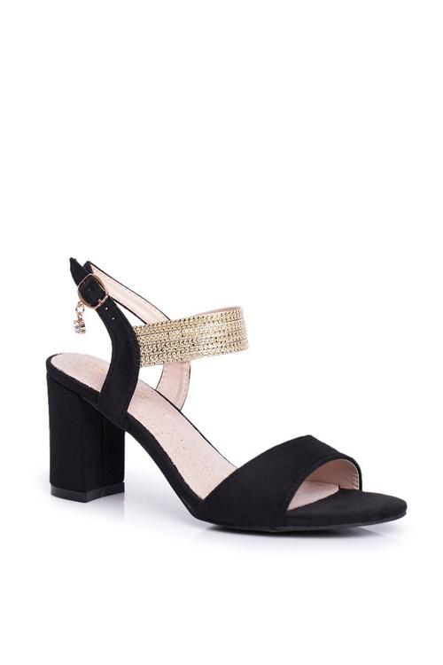 Women's Stiletto Sandals Suede Black Enjoy