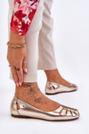 Zazoo 10009 Comfortable Women's Leather Ballerina Shoes Gold