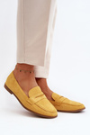 Suede Loafers With Ornament Yellow Eleina 
