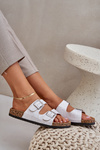 Fabric sandals on cork sole with buckles light gray Atera