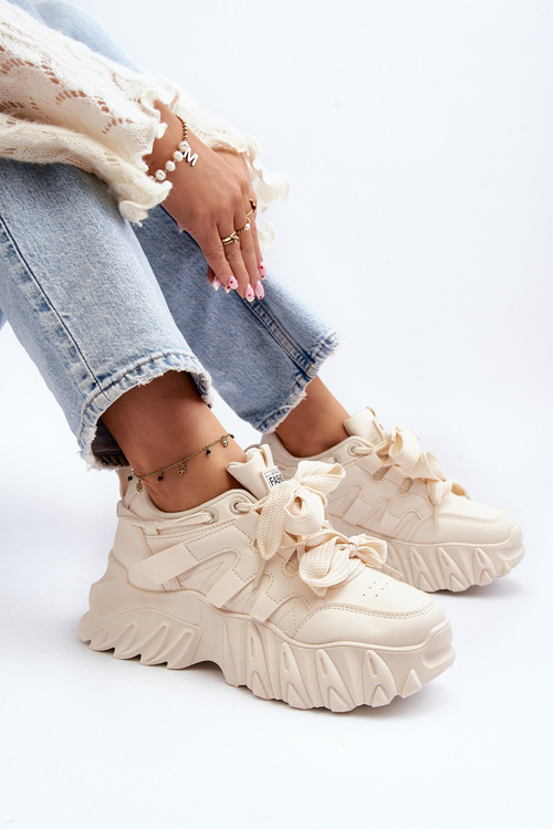 Women's sneakers with chunky sole beige Ellerai