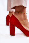 Classic Suede Pumps On A Heel Red Kendra