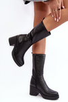 Women's Leather Boots on Massive Heel Black Lemar Odennia