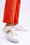 Women's Leather Sneakers With Studs White and Gold Dory