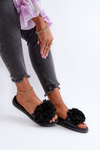 Women's Sandals Decorated with Flowers Black Cellanen