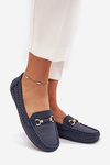 Women's Perforated Moccasins With Decoration Navy Kaydance