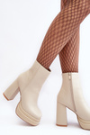 Women's High Heel and Platform Boots Light Beige Sandstra