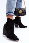 Suede Cowboy Boots On Heel Black Lotoune 
