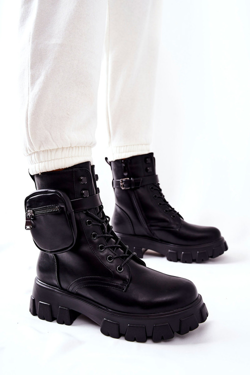 Worker Boots With Pouch On Strap Black Lanstrom