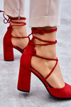 Classic Tied Suede Pumps Red Lucira