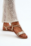 Women's Flat Sandals With Straps S.Barski KV27-010 Gold