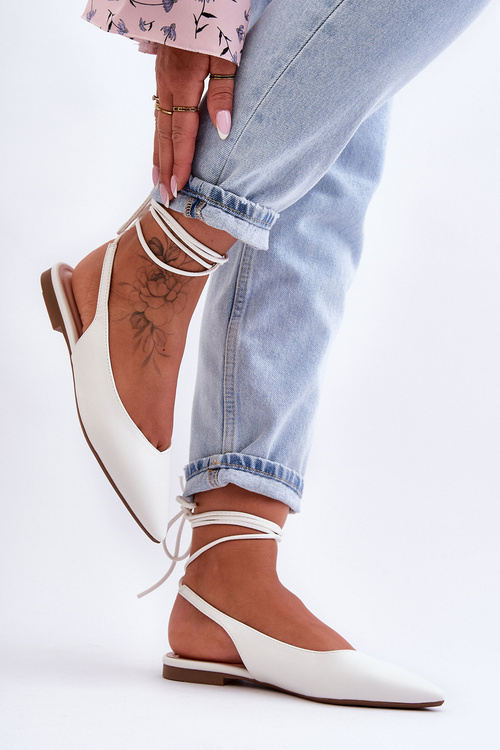 Women's Laced Ballet Flats White Lilly Ann