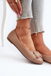 Ballerinas With Strap And Ornament Eco Leather Dark Beige Cadwenla