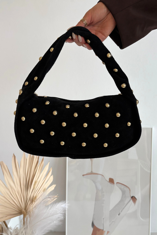 Handbag Made Of Natural Suede With Embellishment Black Julisse