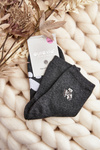 Women's Cotton Socks with Bear Patch Dark Grey
