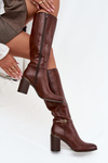 Women's Boots Musketeer Style Insulated Heeled Boots With Buckle Sergio Leone KZ25738 Brown