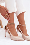 Patent leather high heels with eco leather beige Fionnel