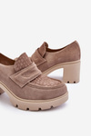 Arabell Suede Chunky Heel And Platform Shoes Dark Beige
