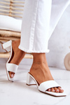 Leather Slippers On High Heel White Netty