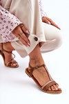 Women's Sandals with Rhinestones Brown Penna