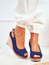 Sandals On A Braided Wedge Navy Blue Tommy