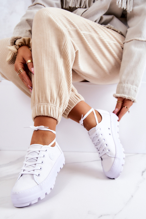 Trampki Damskie Na Platformie BIG STAR Białe JJ274488