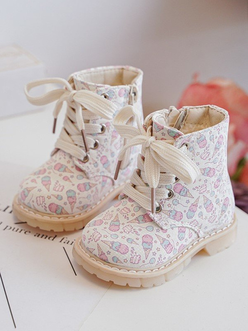 Zip-Up Lined Children's Boots Beige Dolida