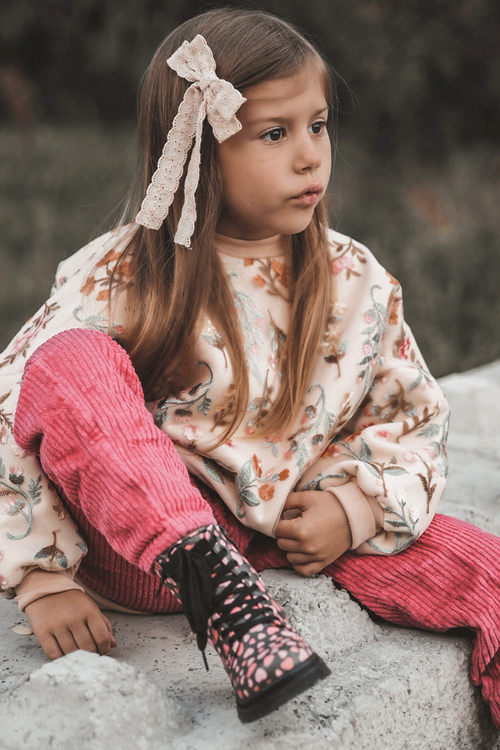 Kids' Lined Boots with Zipper Black-Pink Dolida