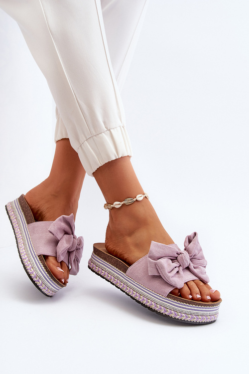 Women's Platform Sandals with Bow Purple Evatria