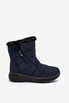 Women's snow boots with zipper and fur lining navy blue Zeuna
