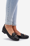 Lacquered Perforated Ballet Flats With Bow Eco Leather Black Amepitrea