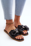 Flat Women's Black Slide Sandals with Bow Balinda