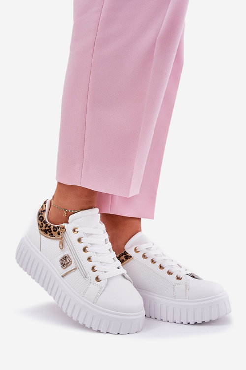 Women's Sports Shoes On Platform Made Of Eco Leather Panther White Velionna