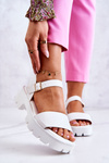 Leather Sandals On Heel White Sovie