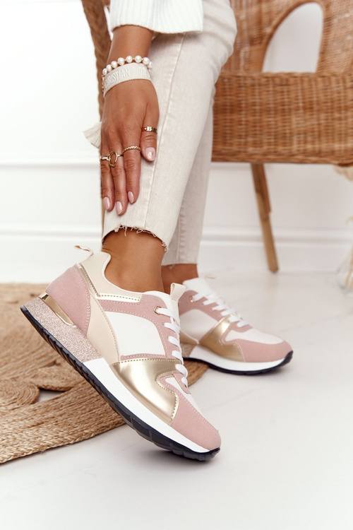 Women’s Sport Shoes Sneakers Beige With Glitter Belinda