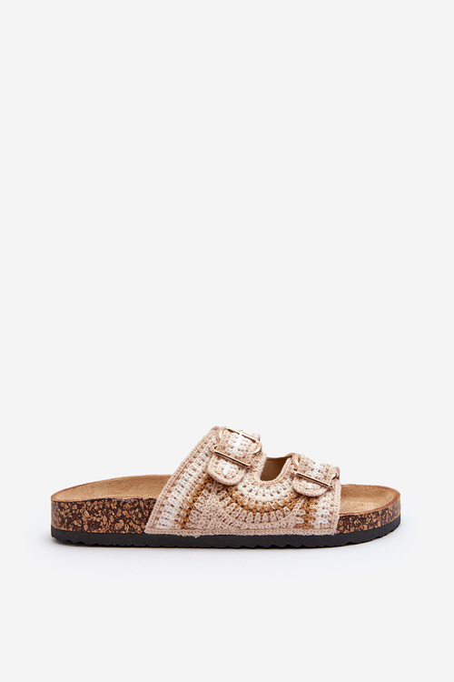Suede Slippers On The Cork Sole Beige Jennifer