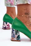 Leather Pumps with Ornamental Heel Lewski Shoes 2608/K Green
